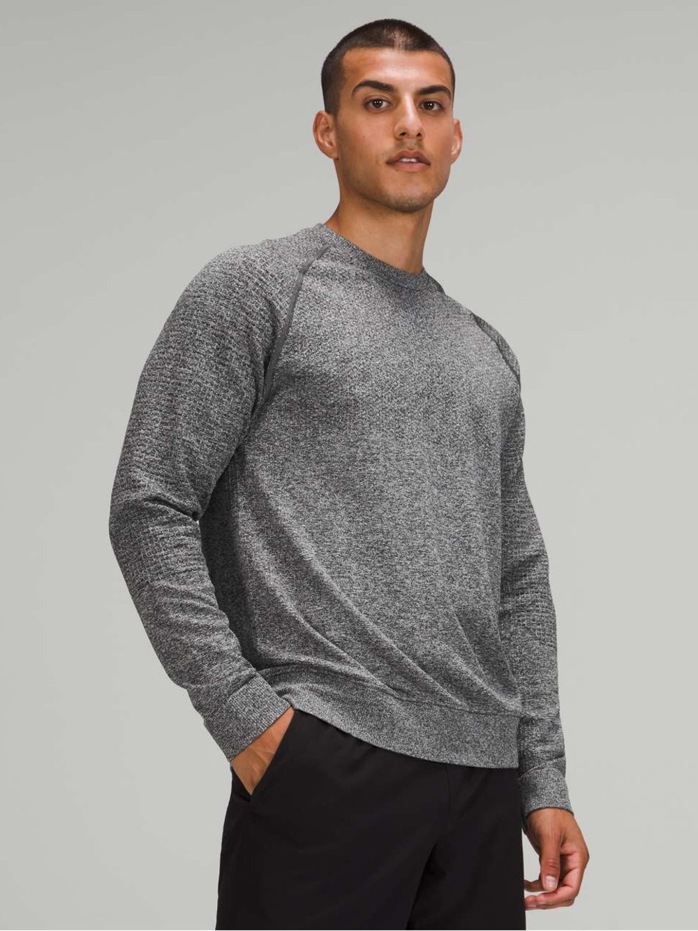 Lululemon Engineered Warmth Long Sleeve Crew Black White Merino Wool Size L